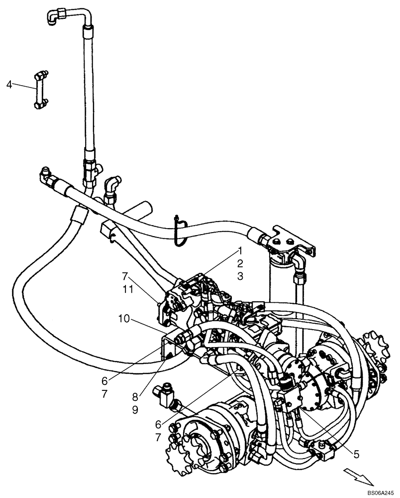 Схема запчастей Case 450 - (06-06A) - PUMP, TANDEM - MOUNTING (450 WITH IN-LINE PUMP CONFIGURATION) (06) - POWER TRAIN