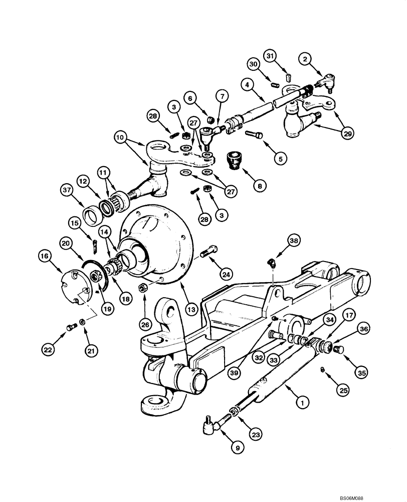 Схема запчастей Case 845 - (06.23[00]) - FRONT AXLE - WHEEL HUB AND STEERING BAR (06) - POWER TRAIN