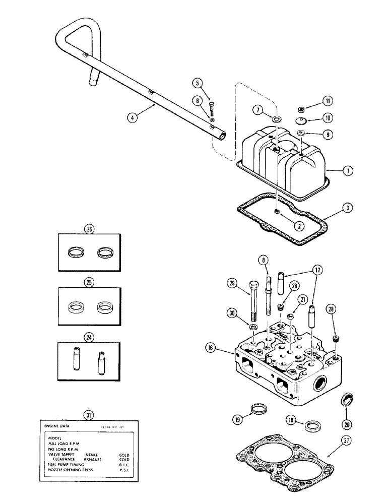 Схема запчастей Case 980 - (012) - CYLINDER HEAD & COVER, (504BDT) DIESEL ENGINE (01) - ENGINE