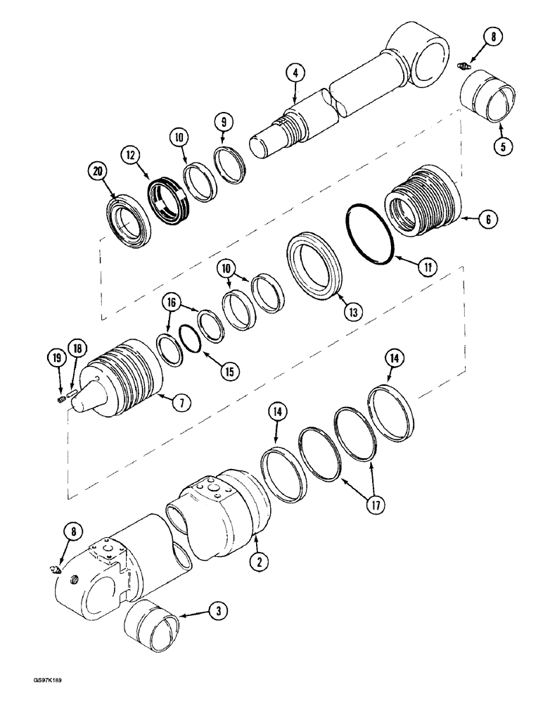 Схема запчастей Case 888 - (8G-22) - ARM CYLINDER, P.I.N. 15652 AND AFTER (08) - HYDRAULICS