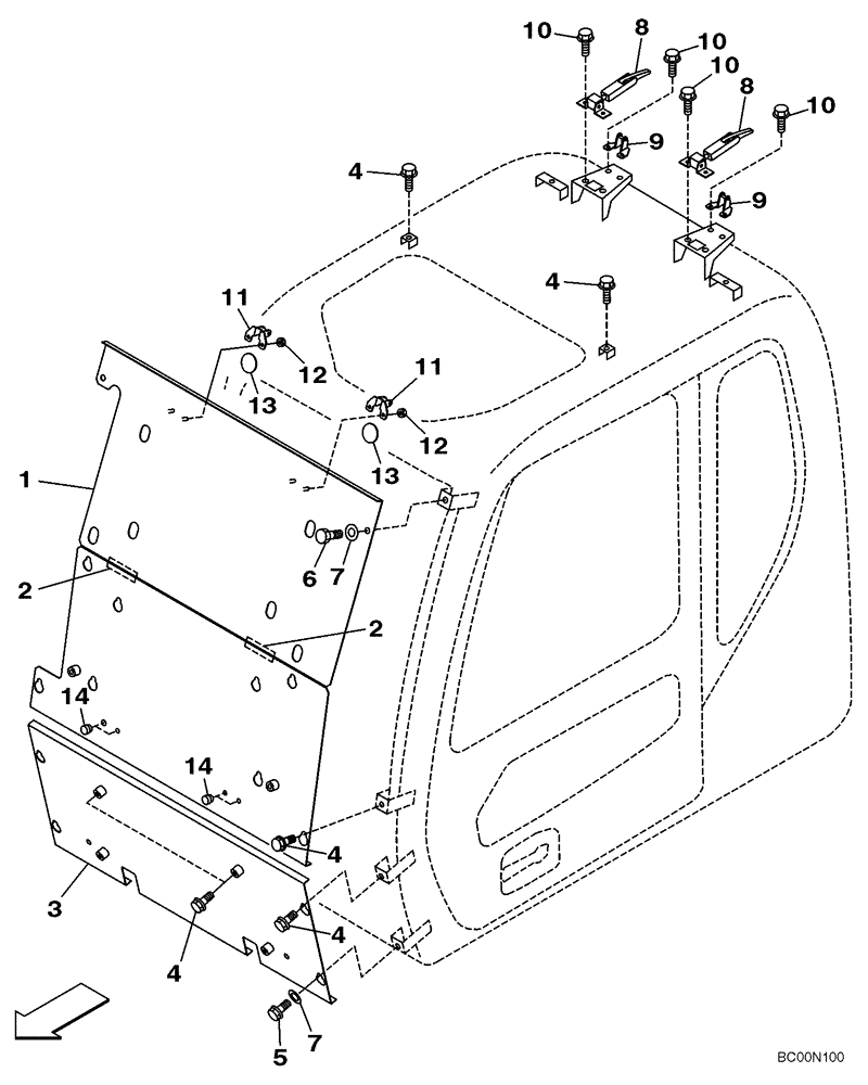 Схема запчастей Case CX160 - (09-32) - TRANSPORT GUARD - WINDOW, FRONT (09) - CHASSIS/ATTACHMENTS