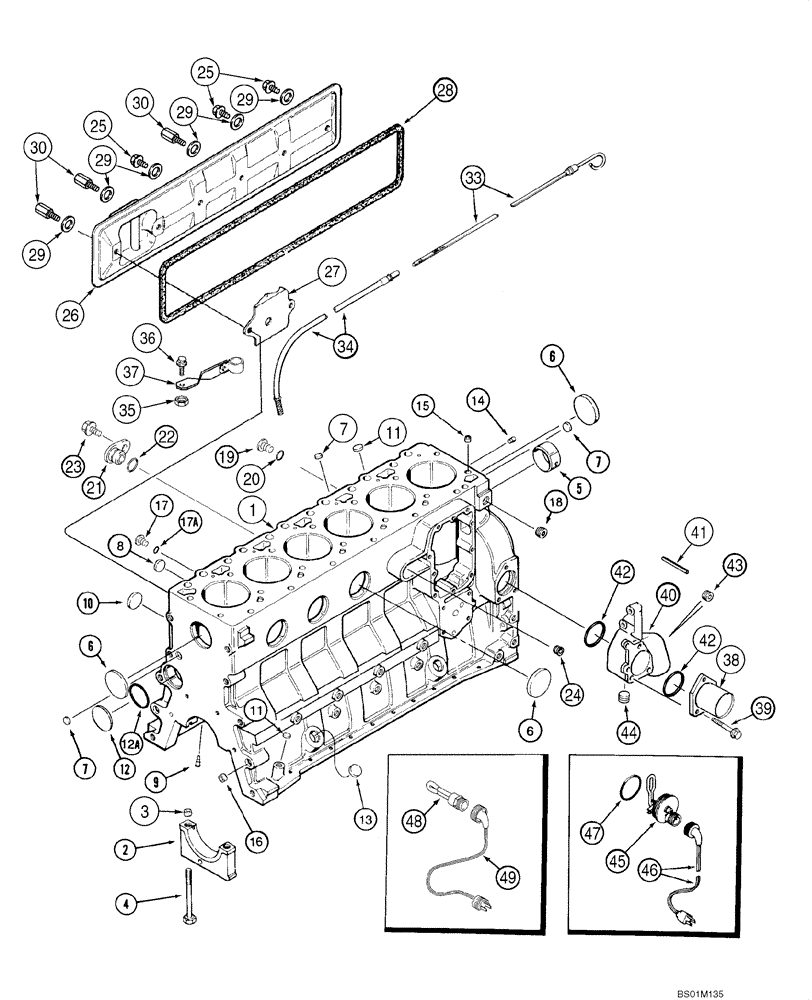 Схема запчастей Case CX290 - (02-17) - CYLINDER BLOCK (02) - ENGINE