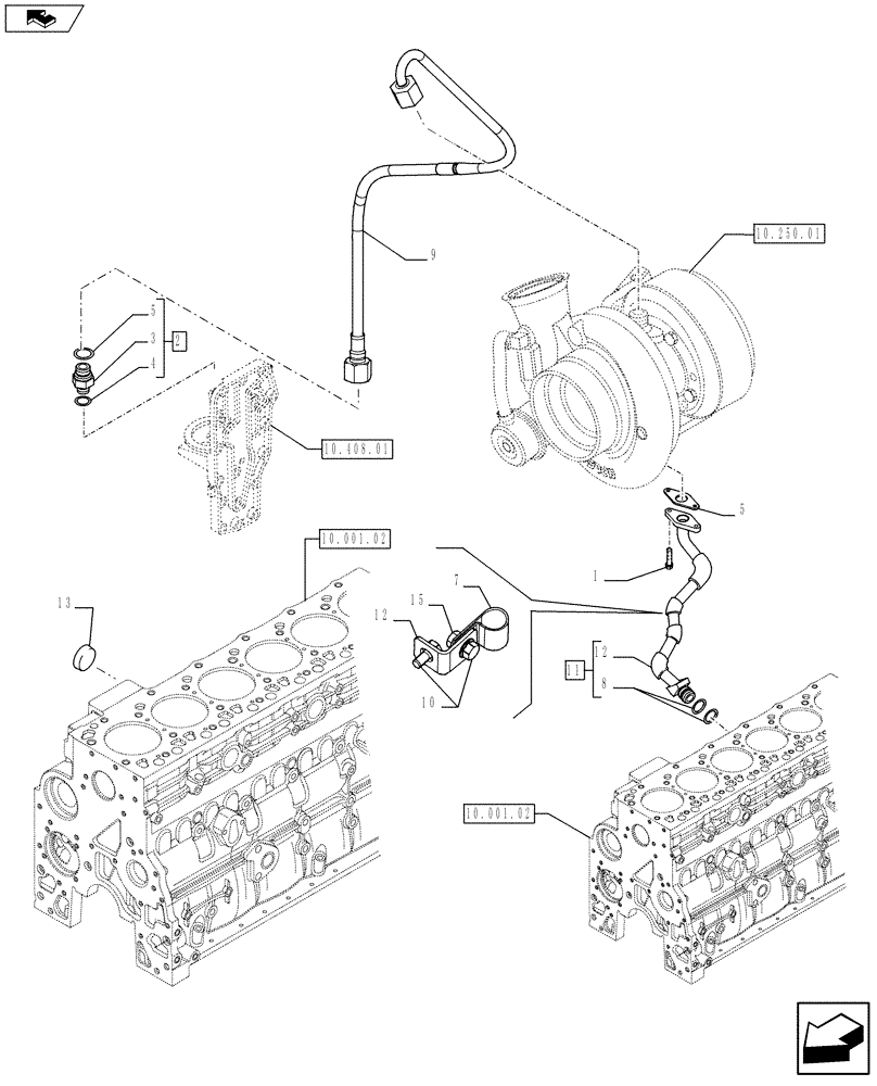 Схема запчастей Case F4HFE613F E003 - (10.304.05) - PIPING - ENGINE OIL (504367798) (10) - ENGINE