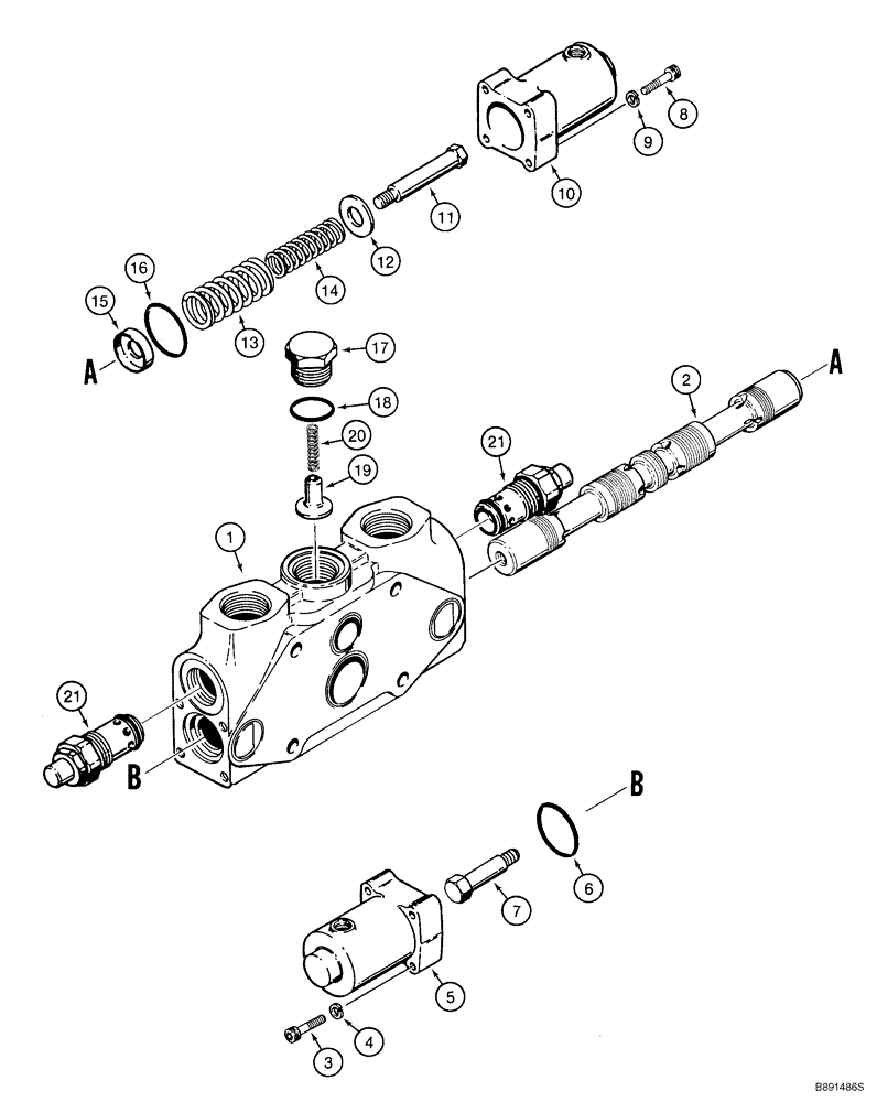 Схема запчастей Case 921C - (08-17) - VALVE SECTION - LOADER AUXILIARY (08) - HYDRAULICS