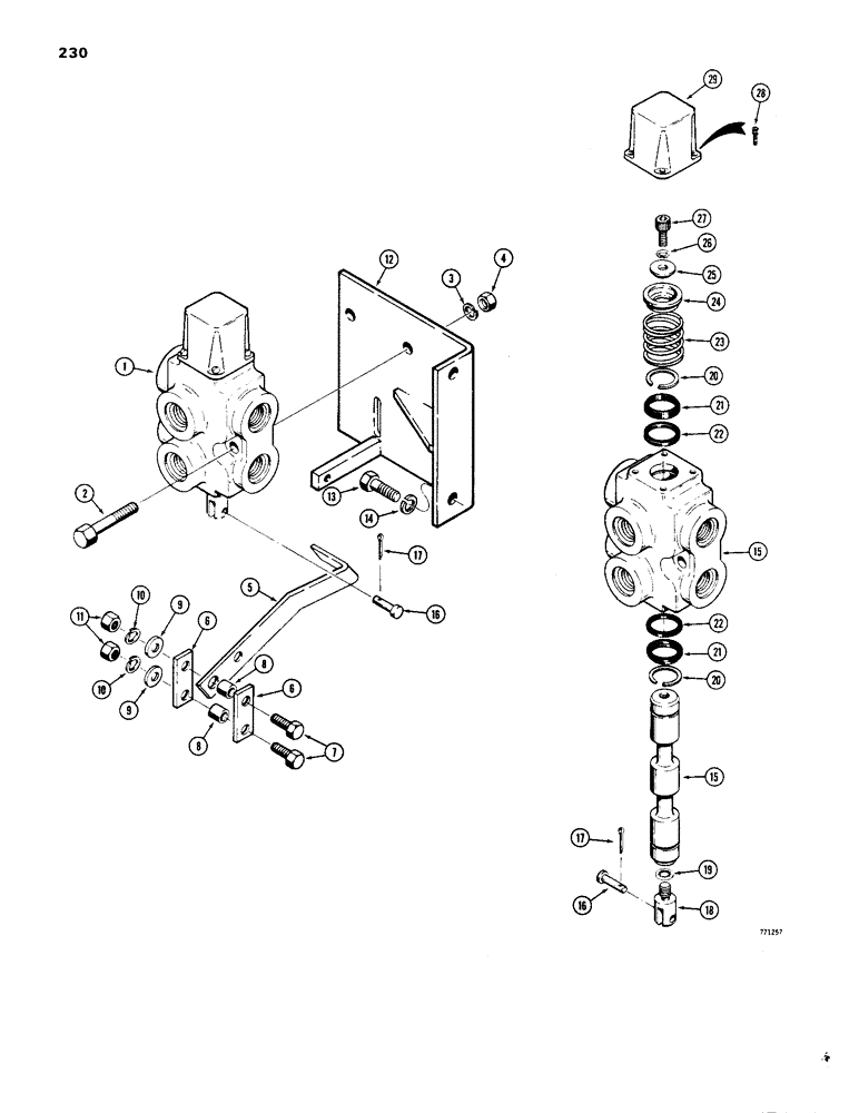 Схема запчастей Case 1450 - (230) - DIVERSION VALVE AND CONTROLS (ATP DOZER), R24819 DIVERSION VALVE (08) - HYDRAULICS