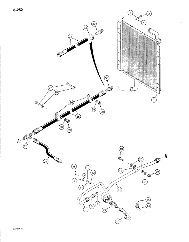 Схема запчастей Case 780C - (8-252) - EQUIPMENT HYDRAULIC SYSTEM, OIL COOLER AND RETURN LINES (08) - HYDRAULICS