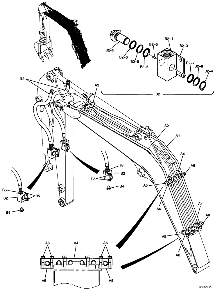 Схема запчастей Case CX17B - (03-003[00]) - HYDRAULIC LINES - BOOM 1.8M (6 FT) & ARM (NIBBLER & BREAKER) (PU42H00020F1, PU43H00017F1) (35) - HYDRAULIC SYSTEMS