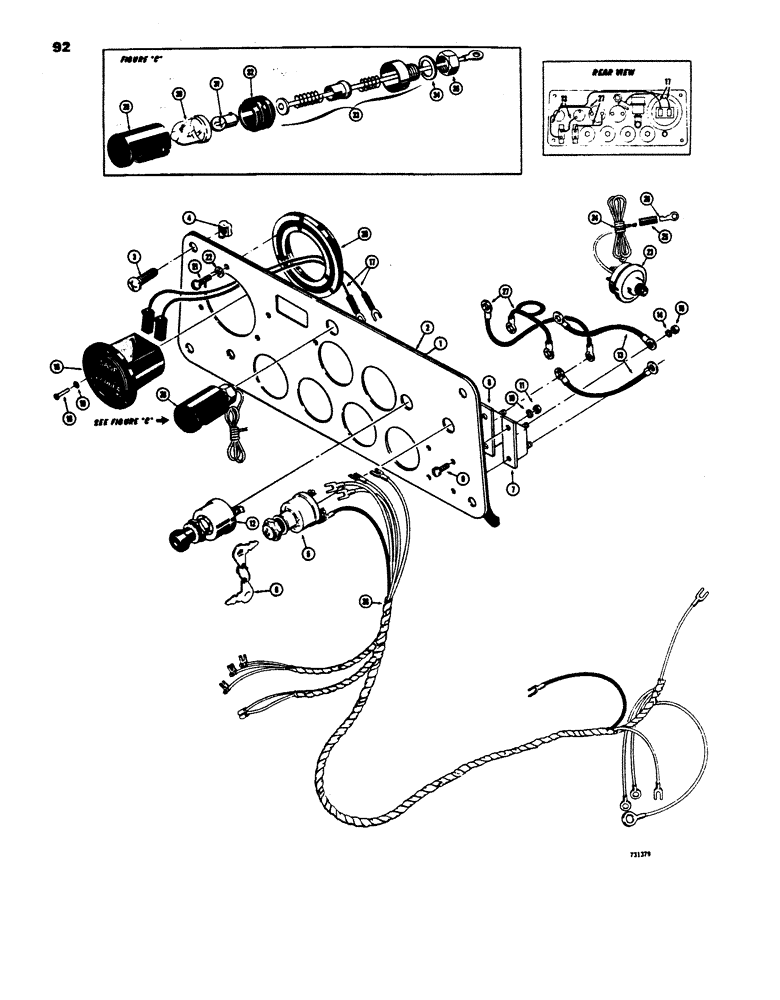 Схема запчастей Case 450 - (092) - INSTRUMENT PANEL, WIRING AND DASH LIGHT (06) - ELECTRICAL SYSTEMS