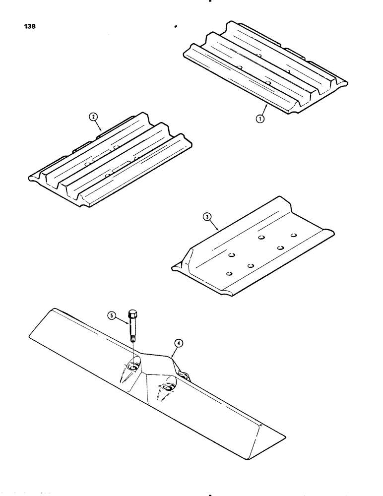 Схема запчастей Case 455B - (138) - TRACK SHOES, THREE BAR GROUSER, CLOSED (04) - UNDERCARRIAGE