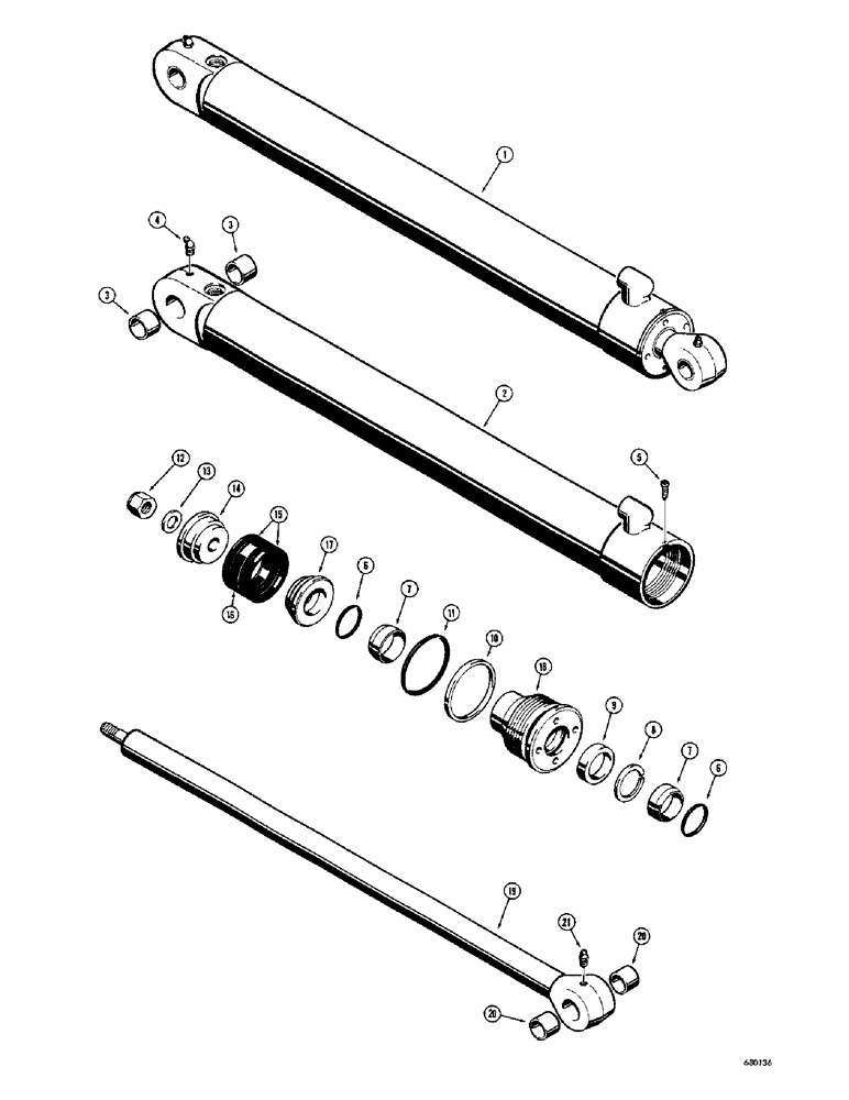 Схема запчастей Case 23 - (062) - D32167 BACKHOE BOOM CYLINDER 