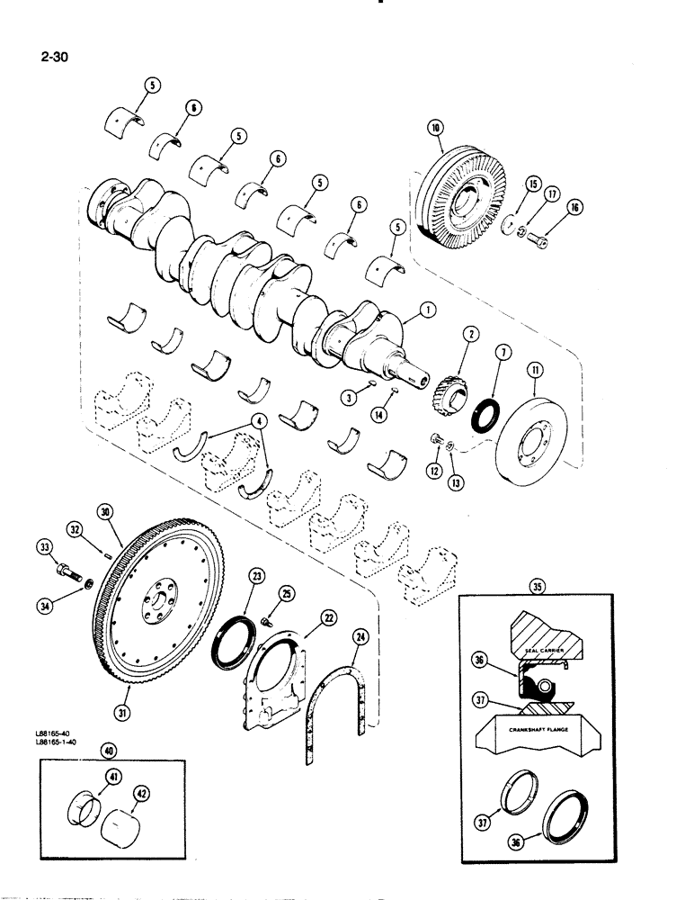 Схема запчастей Case 1455B - (2-30) - CRANKSHAFT AND FLYWHEEL, 504BDT DIESEL ENGINE (02) - ENGINE