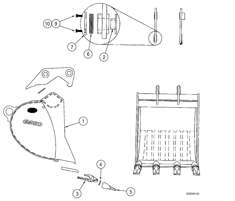 Схема запчастей Case CX80 - (09-58) - BUCKETS, ESCO - GENERAL PURPOSE BUCKETS (09) - CHASSIS