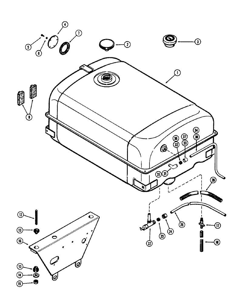 Схема запчастей Case 480CK - (024) - FUEL TANK, (188) DIESEL ENGINE 