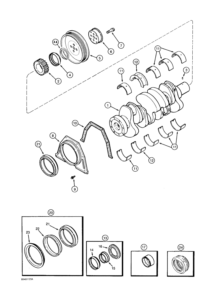 Схема запчастей Case 580SK - (2-48) - CRANKSHAFT, 4-390 ENGINE, 4T-390 ENGINE (02) - ENGINE