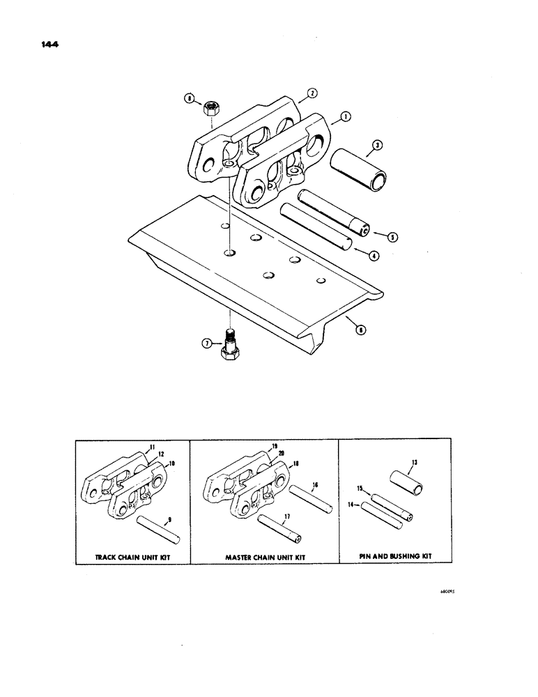 Схема запчастей Case 450 - (144) - TRACK CHAIN (USED ON TRACTOR SERIAL NO. 3036032 TO 3038436), USED ON DOZER & LOADER MODELS (04) - UNDERCARRIAGE