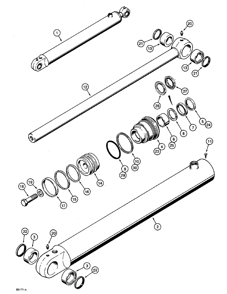 Схема запчастей Case 590 - (8-100) - 1980220C2 LOADER LIFT CYLINDER (08) - HYDRAULICS