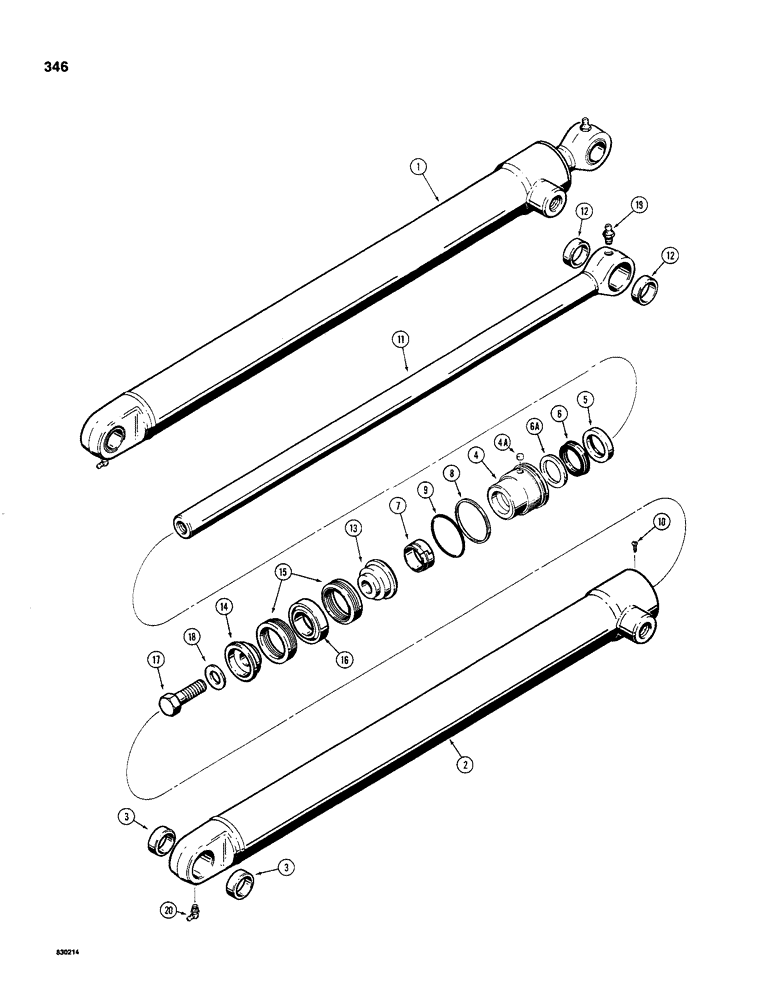 Схема запчастей Case 480C - (346) - G100859 AND G100860 LOADER BUCKET CYLINDERS, WITH TWO PIECE PISTON (35) - HYDRAULIC SYSTEMS