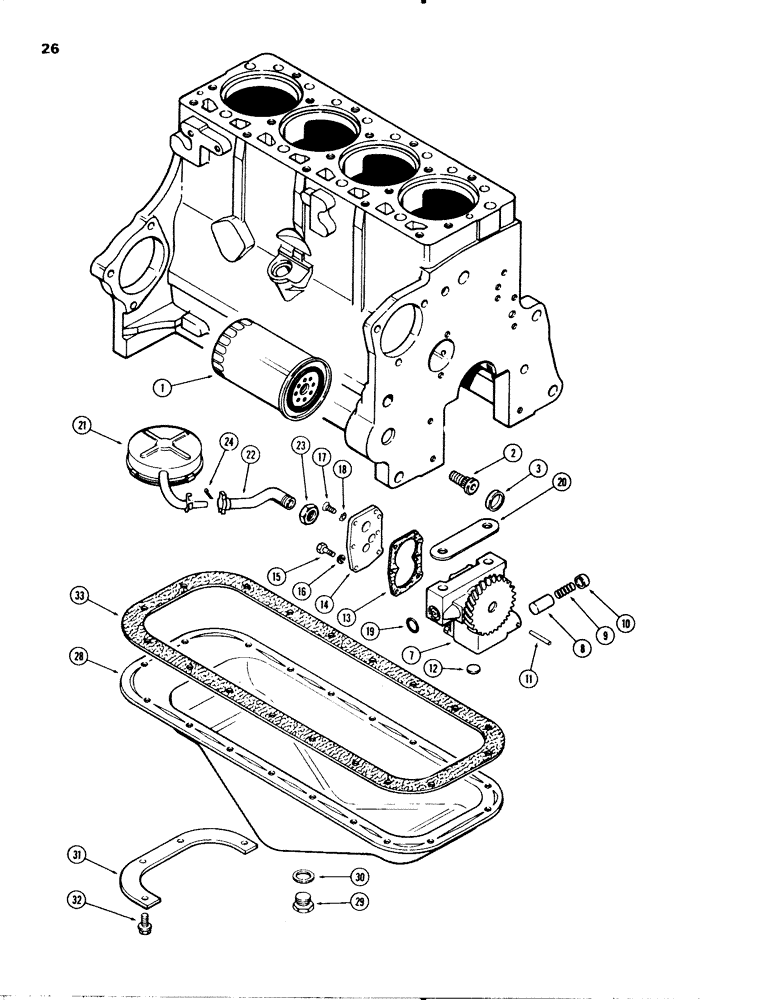 Схема запчастей Case 580C - (026) - OIL FILTER, 207 DIESEL ENGINE (02) - ENGINE