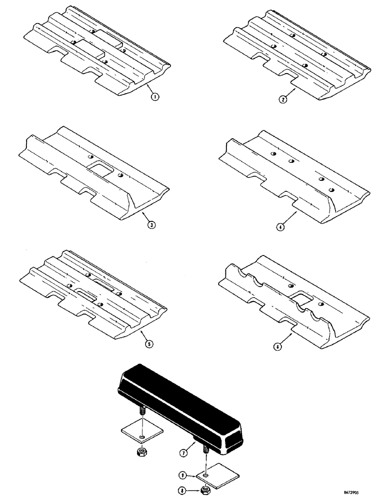 Схема запчастей Case 750 - (156) - TRACK SHOES (OVER-LAPPING), USED ON DRAWBAR AND DOZER MODELS BEFORE TRAC. S/N 7071626 (04) - UNDERCARRIAGE