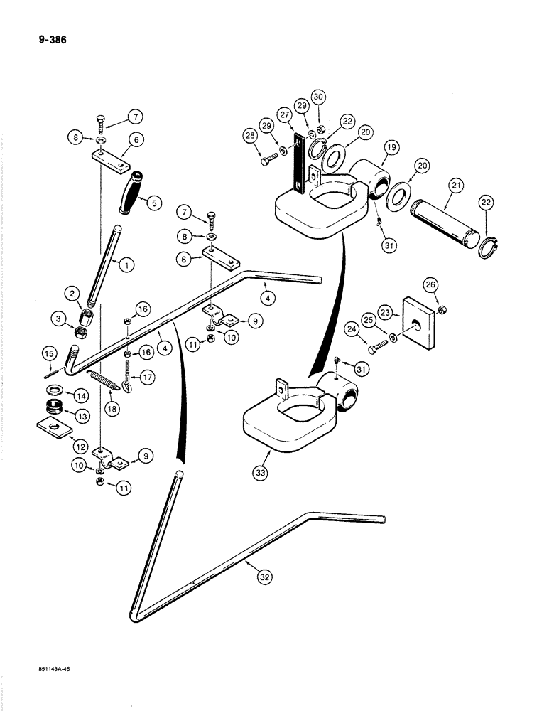 Схема запчастей Case 780C - (9-386) - BOOM LATCH (09) - CHASSIS/ATTACHMENTS