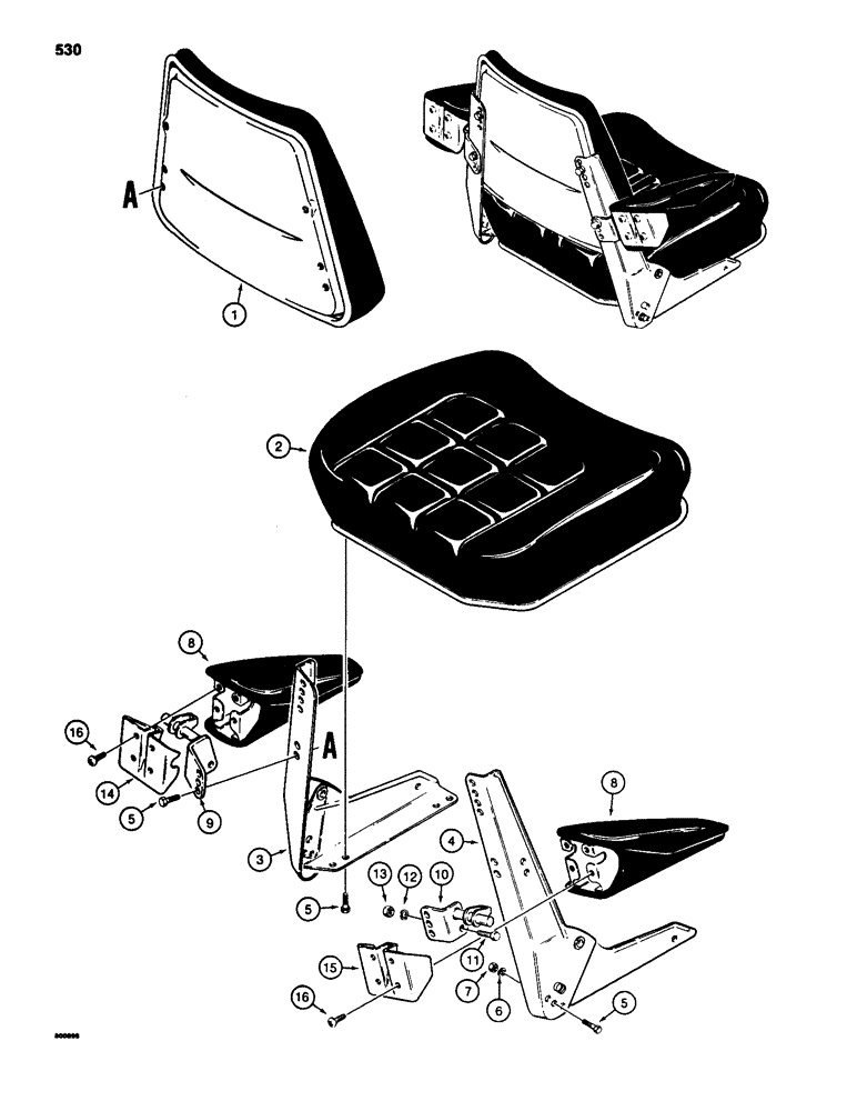 Схема запчастей Case 580D - (530) - D81519 STANDARD SEAT AND ARMRESTS (09) - CHASSIS/ATTACHMENTS