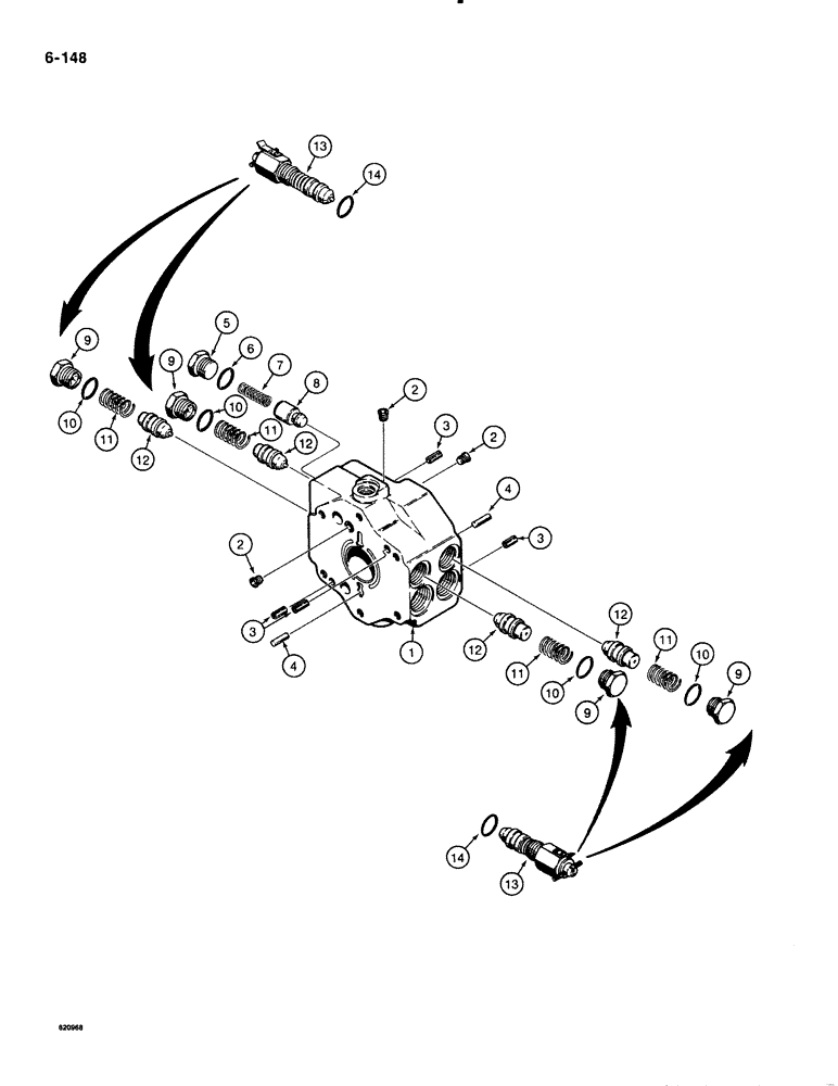 Схема запчастей Case 1835B - (6-148) - TANDEM PUMP ASSEMBLY, VALVE BLOCK, OPTIONAL DRIVE CIRCUIT RELIEF VALVE, ALLOWS MACHINE TO BE TOWED (06) - POWER TRAIN