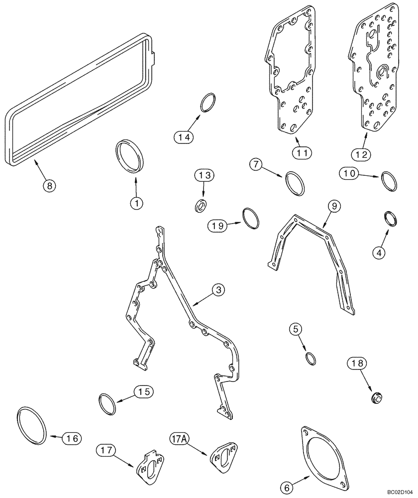 Схема запчастей Case 850K - (02-22) - GASKET KIT, CYLINDER BLOCK - 4T-390 EMISSIONS CERTIFIED ENGINE (02) - ENGINE