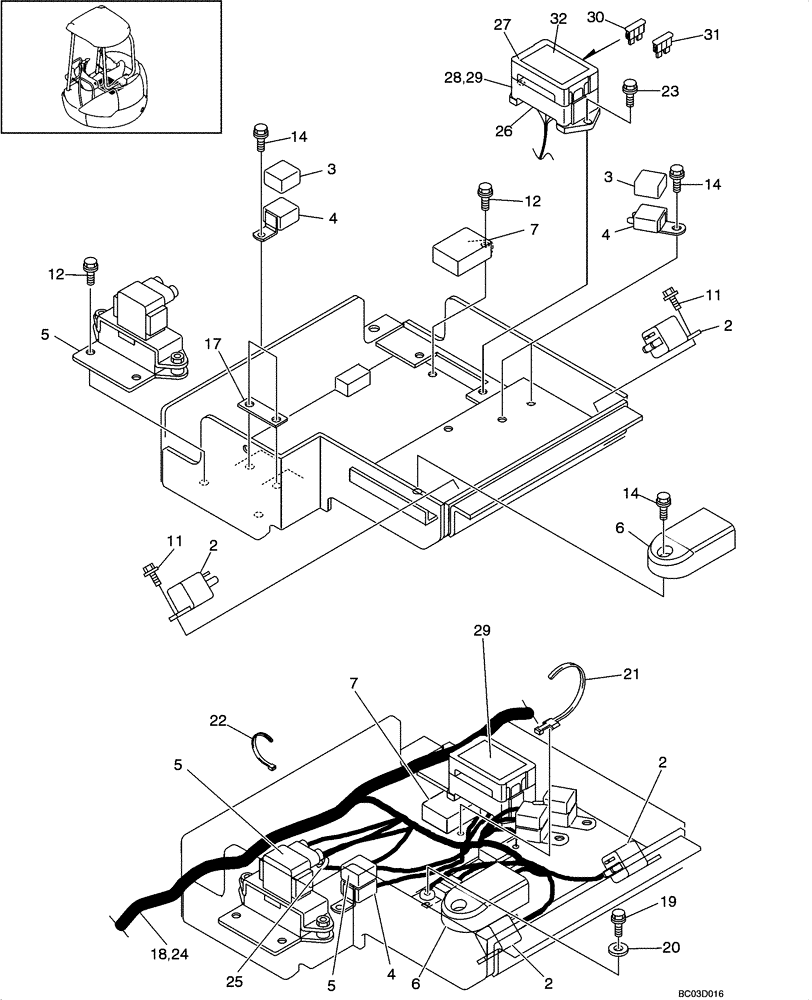 Схема запчастей Case CX31 - (04-05[00]) - RELAY ASSY - CANOPY (04) - ELECTRICAL SYSTEMS