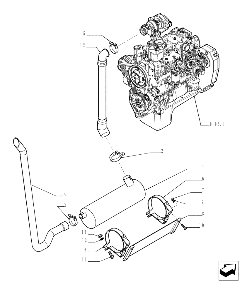 Схема запчастей Case TX1055 - (1.15.0[01]) - EXHAUST SILENCER (10) - ENGINE