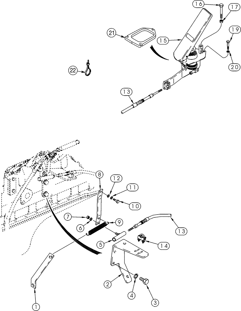 Схема запчастей Case 721C - (03-01) - CONTROLS - THROTTLE, FOOT (03) - FUEL SYSTEM