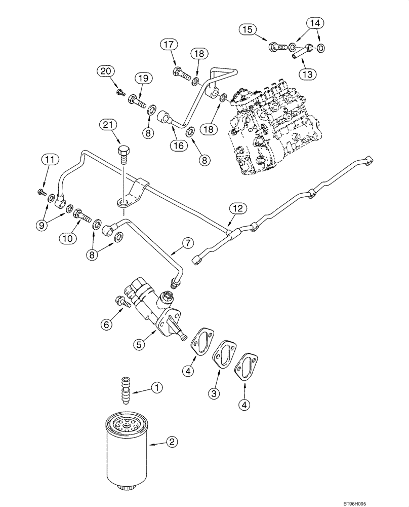 Схема запчастей Case 590SM - (03-04) - FUEL FILTER - 4T-390 EMISSIONS CERTIFIED ENGINE (03) - FUEL SYSTEM