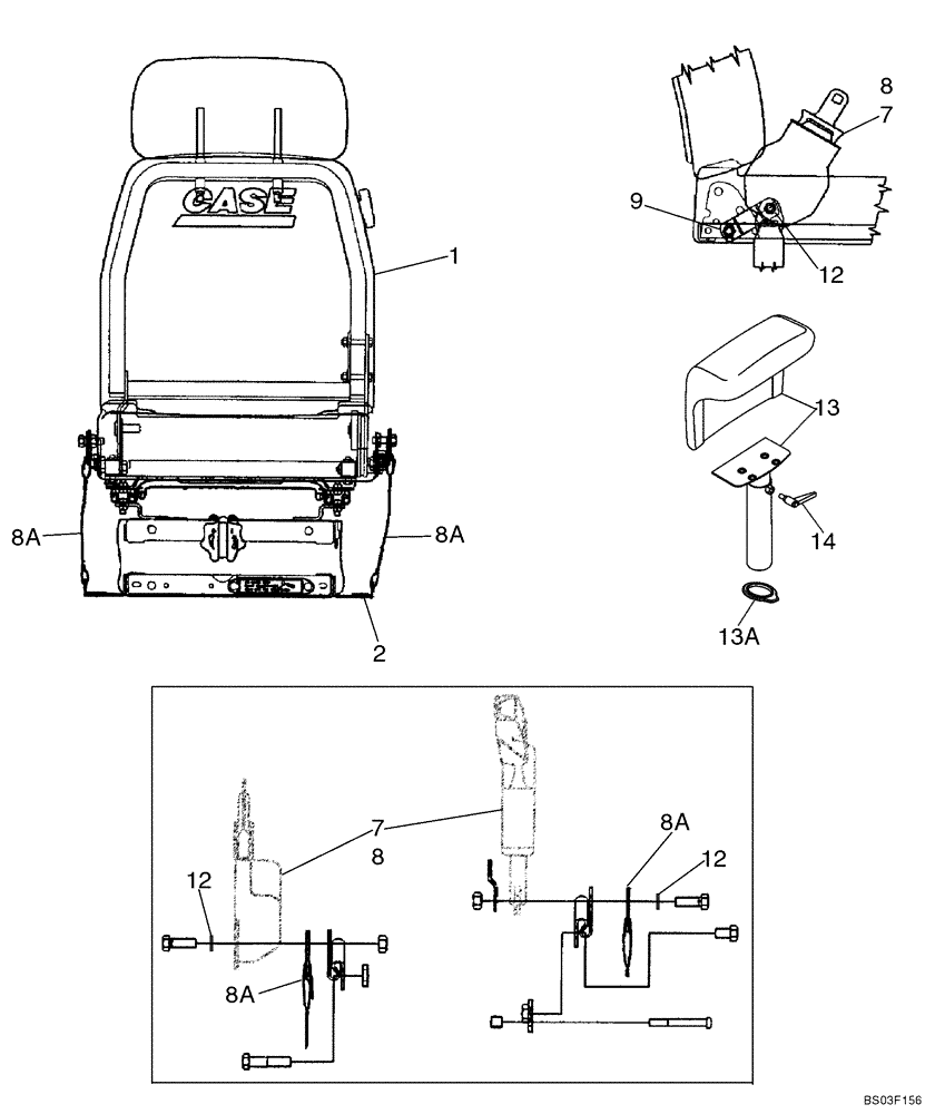 Схема запчастей Case 850K - (09-14) - SEAT ASSY, MECHANICAL SUSPENSION - MOUNTING (09) - CHASSIS/ATTACHMENTS