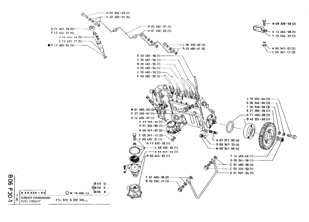 Схема запчастей Case 75C - (B06 F30.1) - FUEL CIRCUIT - F5L 912 : 6 220 336... (01) - ENGINE