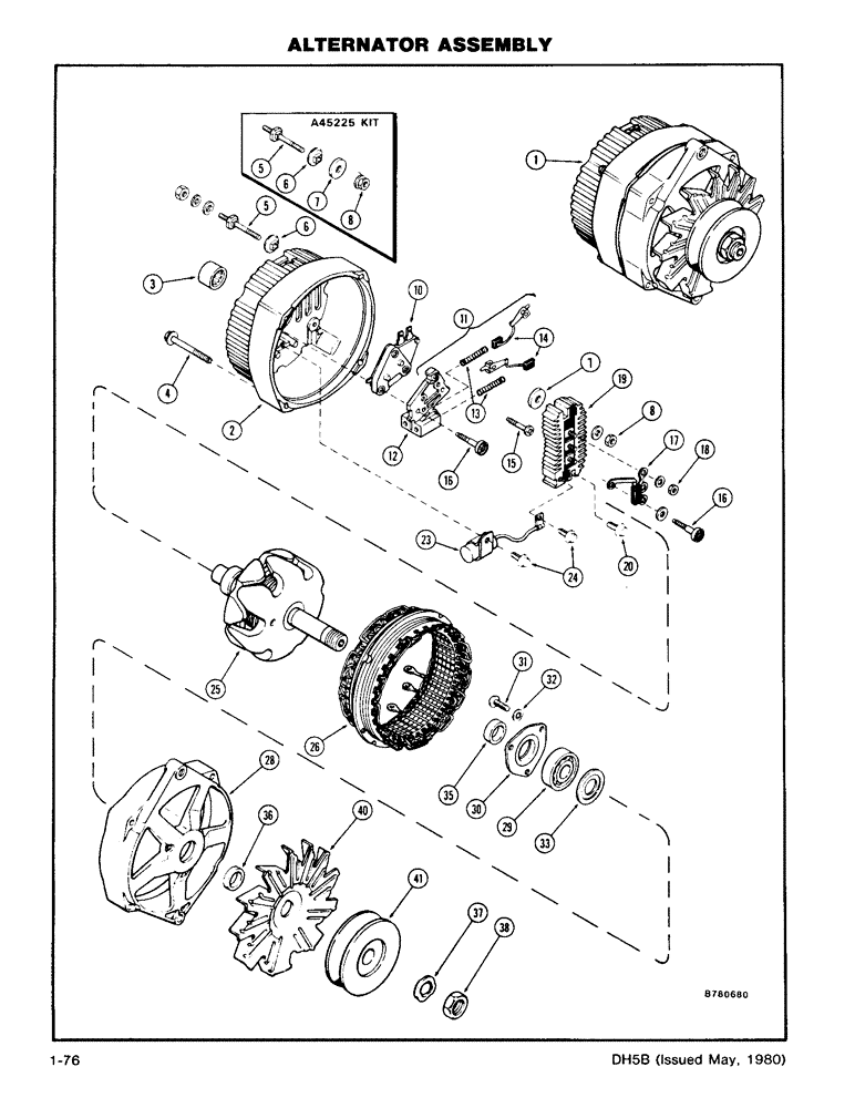 Схема запчастей Case DH5 - (1-76) - ALTERNATOR ASSEMBLY (55) - ELECTRICAL SYSTEMS