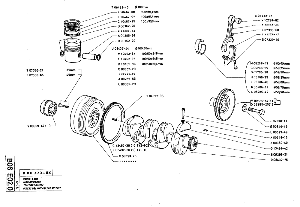 Схема запчастей Case TY45 - (B06 E02.0) - MOTION PARTS (01) - ENGINE