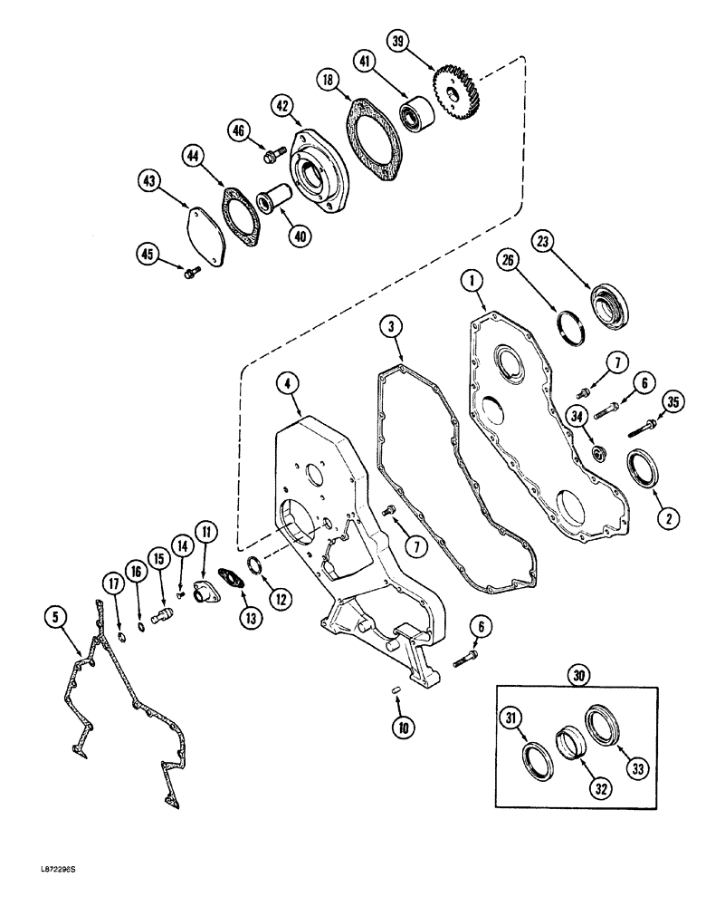 Схема запчастей Case 760 - (02-018) - FRONT GEAR COVER, 4-390 ENGINE (10) - ENGINE