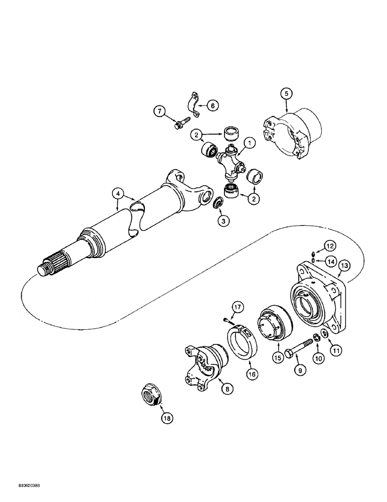 Схема запчастей Case 621B - (6-56) - FRONT DRIVE SHAFT AND SUPPORT BEARING (06) - POWER TRAIN