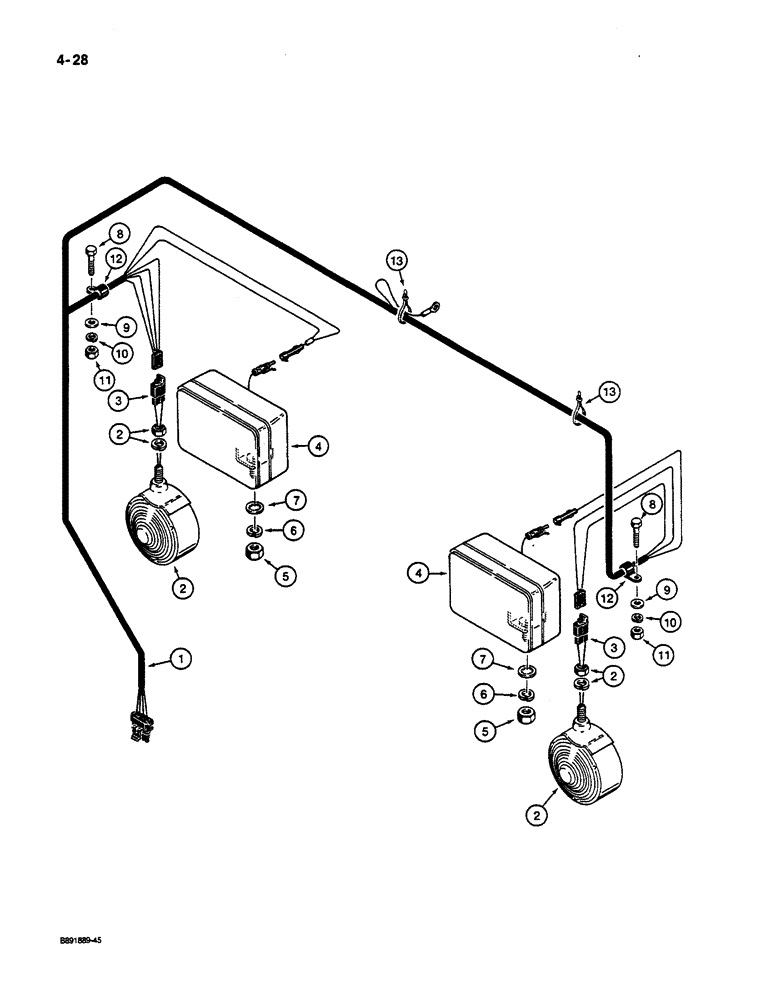 Схема запчастей Case W14C - (4-28) - REAR LAMP HARNESS (04) - ELECTRICAL SYSTEMS