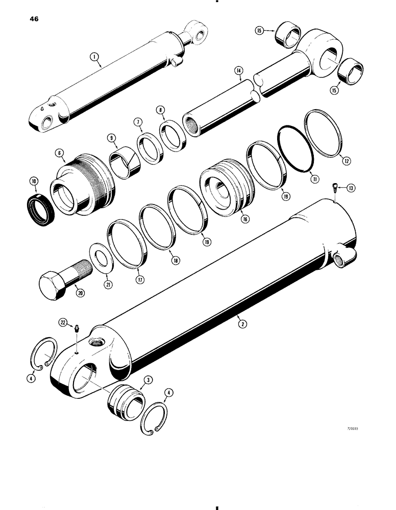 Схема запчастей Case 35 - (046) - G101180 AND G101181 STABILIZER CYLINDERS, WITH ONE PIECE PISTON 