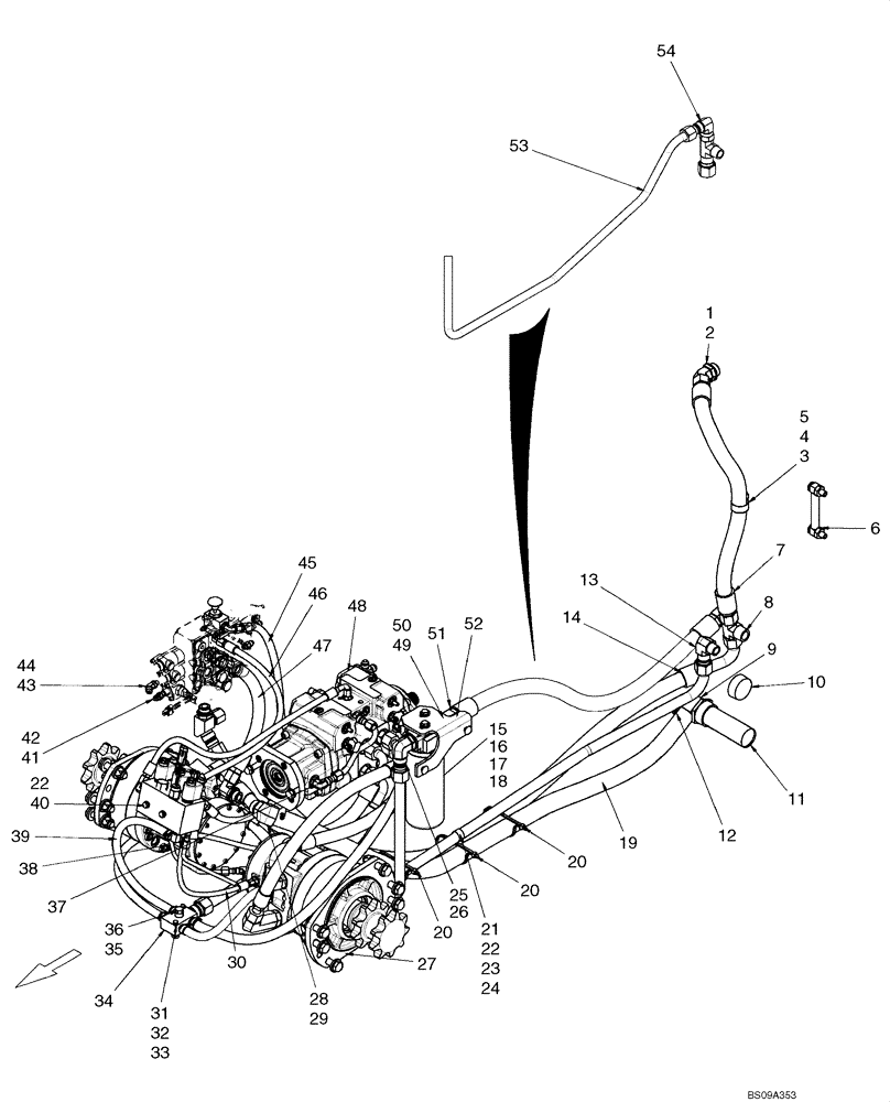 Схема запчастей Case 450 - (06-16) - HYDROSTATICS - SUPPLY AND RETURN (450 WITH PILOT CONTROL) (06) - POWER TRAIN