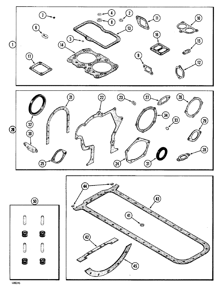 Схема запчастей Case W36 - (2-40) - ENGINE GASKET KITS, 504BDTI ENGINE, VALVE GRIND KIT (02) - ENGINE