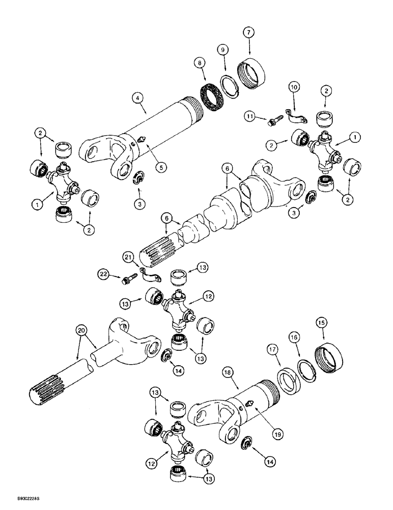 Схема запчастей Case 721B - (6-58) - CENTER AND REAR DRIVE SHAFT (06) - POWER TRAIN