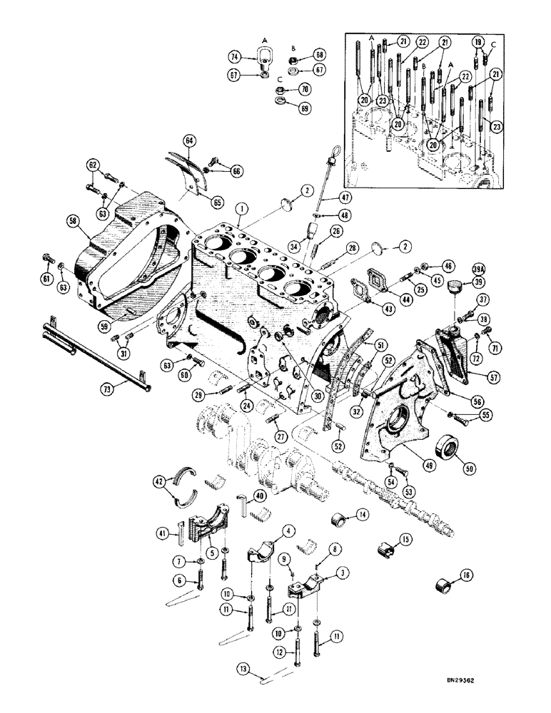 Схема запчастей Case 1000D - (010) - ENGINE BLOCK AND RELATED PARTS (01) - ENGINE