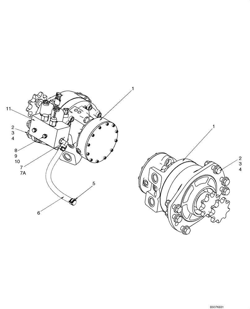 Схема запчастей Case 435 - (06-10) - HYDROSTATICS - DRIVE MOTORS, ONE SPEED (PILOT) (06) - POWER TRAIN