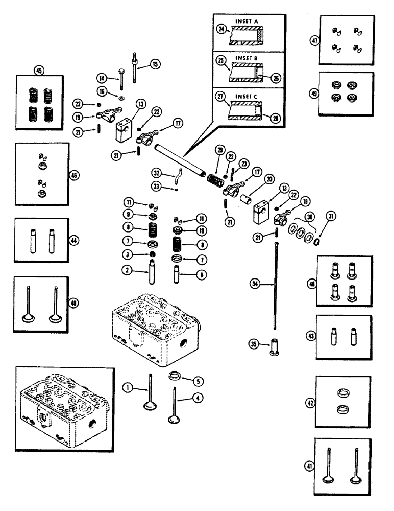 Схема запчастей Case W8B - (005C) - VALVES AND VALVE MECHANISM, (401) DIESEL ENGINE, FORGED ROCKER ARMS, USED PRIOR TO ENG. SN. 2095635 (01) - ENGINE