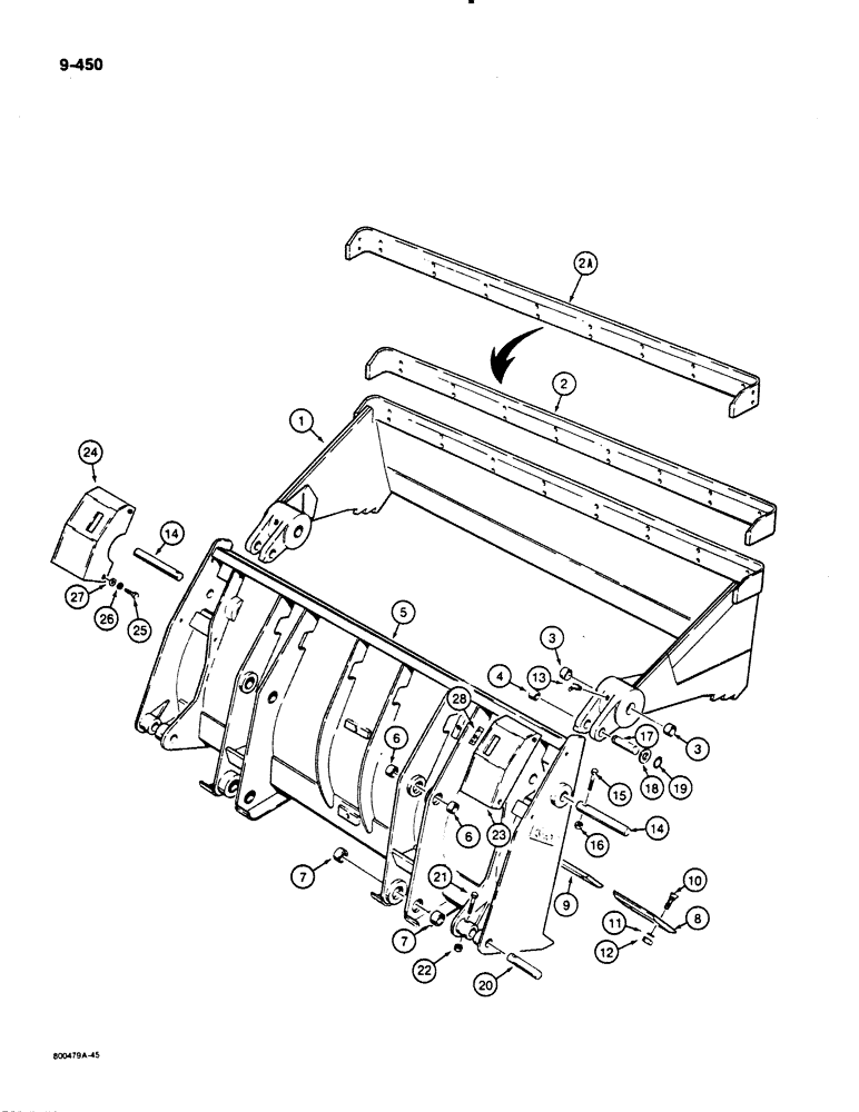 Схема запчастей Case 1455B - (9-450) - LOADER CLAM BUCKET (09) - CHASSIS/ATTACHMENTS