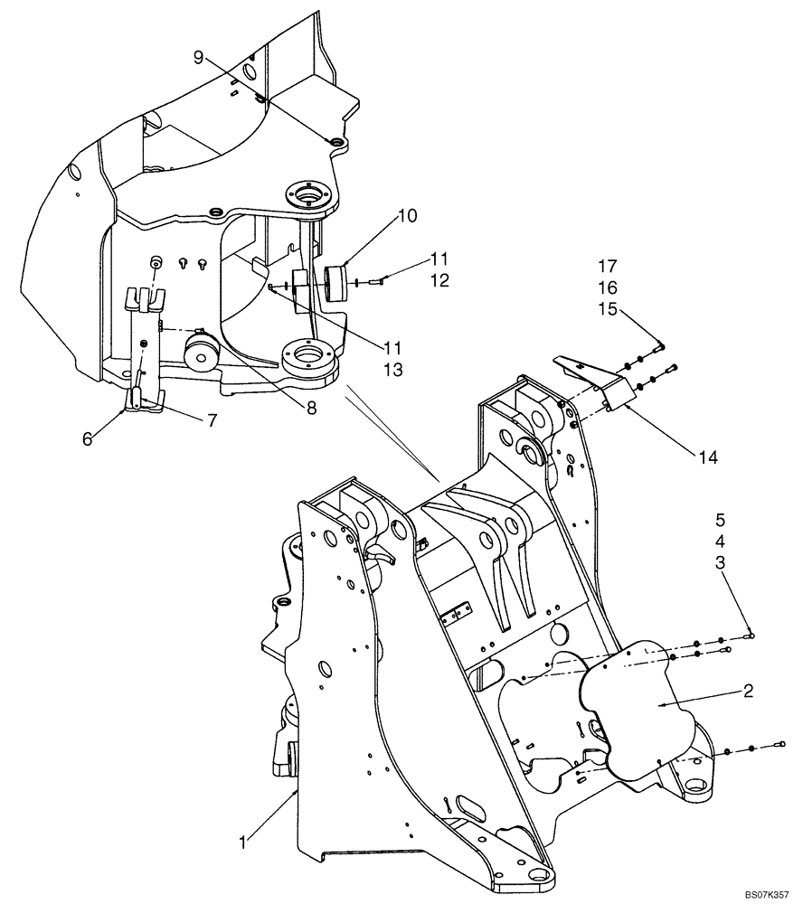 Схема запчастей Case 521E - (09-27) - FRAME, FRONT (Z-BAR, XR) (09) - CHASSIS