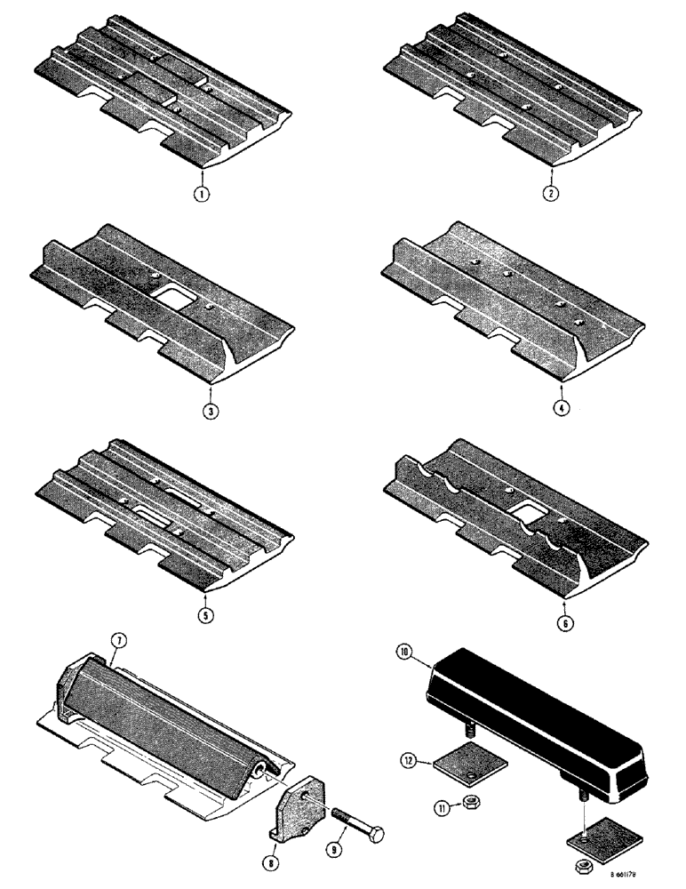 Схема запчастей Case 1150 - (118) - TRACK SHOES (NOTCH CUT), SEMI-GROUSER, MINING SPECIAL (04) - UNDERCARRIAGE