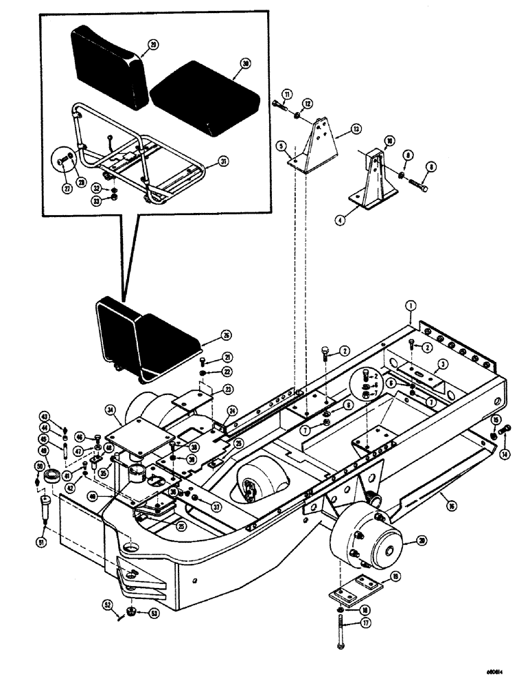 Схема запчастей Case 300 - (120) - FRONT FRAME, AXLE AND SEAT, USED ON MODELS WITHOUT TORQUE CONVERTER, BEFORE TRACTOR SERIAL NO. 5770 (12) - Chassis/Attachments