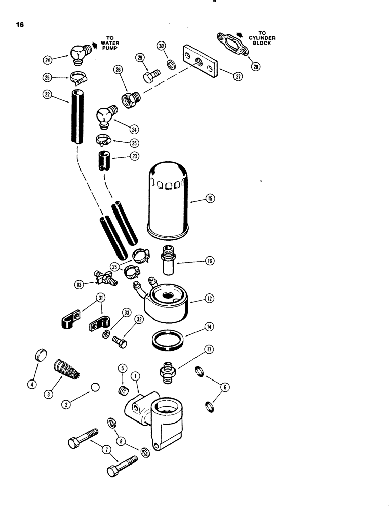 Схема запчастей Case 1150C - (016) - OIL FILTER AND COOLER, 451BD DIESEL ENGINE, FOR NATURALLY ASPIRATED ENGINES (02) - ENGINE